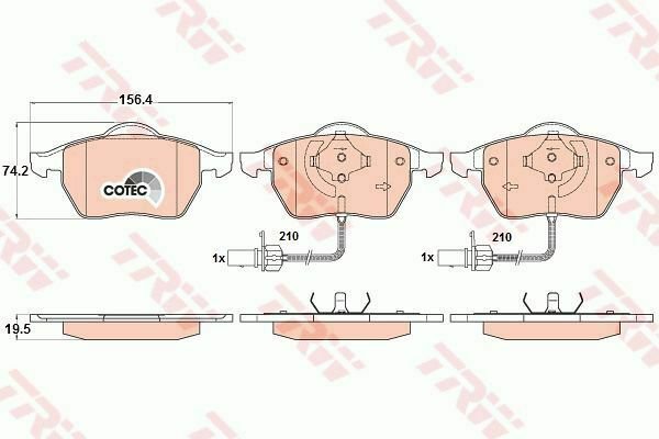 TRW GDB1307 Brake Pad Set, disc brake for AUDI, SEAT, SKODA, VW
