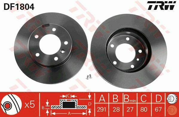 TRW DF1804 Brake Disc for DAIMLER, JAGUAR