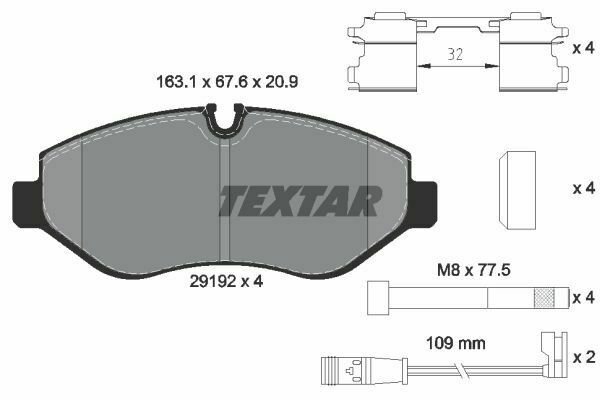 TEXTAR 2919202 Brake Pad Set, disc brake for MERCEDES-BENZ, VW