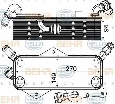 HELLA 8MO376908-061 Oil Cooler, automatic transmission for AUDI