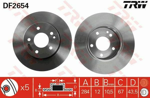 TRW DF2654 Brake Disc for MERCEDES-BENZ