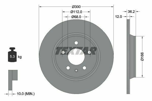 TEXTAR 92160103 Brake Disc for AUDI