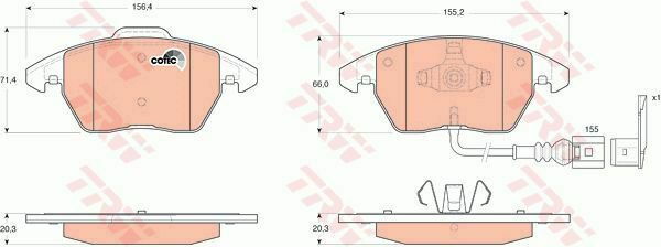 TRW GDB1550 Brake Pad Set, disc brake for AUDI, SEAT, SKODA, VW
