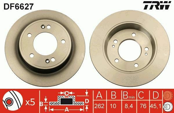 TRW DF6627 Brake Disc for HYUNDAI, KIA