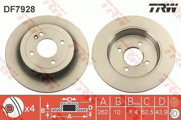 TRW DF7928 Brake Disc for HYUNDAI, KIA