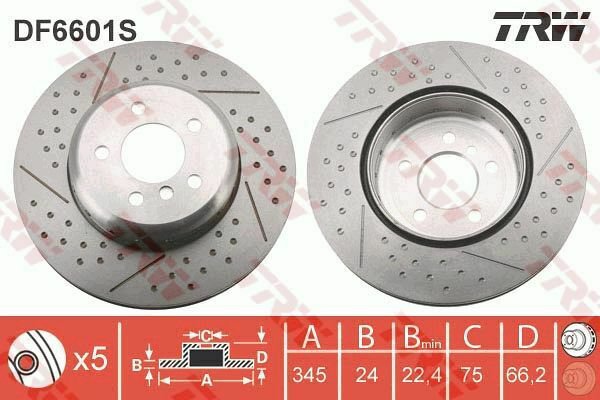TRW DF6601S Brake Disc for BMW