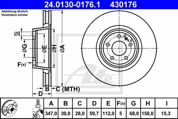 ATE 24.0130-0176.1 Brake Disc for AUDI