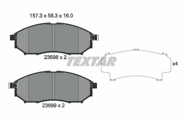 TEXTAR 2369801 Brake Pad Set, disc brake for INFINITI, NISSAN, RENAULT