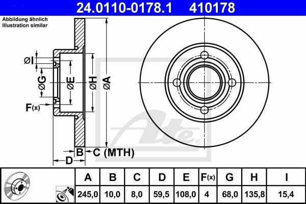 ATE 24.0110-0178.1 Brake Disc for AUDI