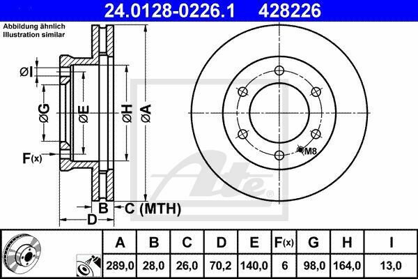 ATE 24.0128-0226.1 Brake Disc for FORD, MAZDA