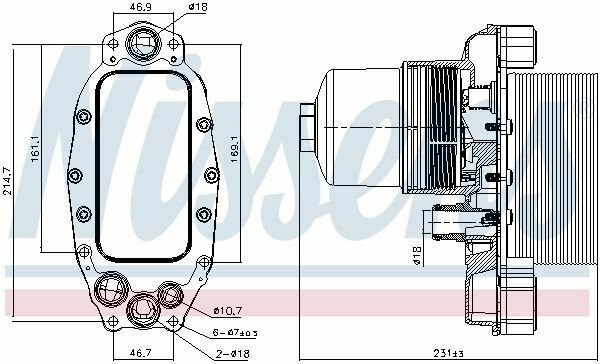 NISSENS 90948 Oil Cooler, engine oil for CITRO&Atilde;�N, JAGUAR, LAND ROVER, PEUGEOT