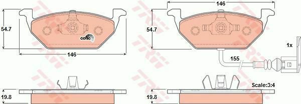 TRW GDB1386 Brake Pad Set, disc brake for AUDI, SEAT, SKODA, VW