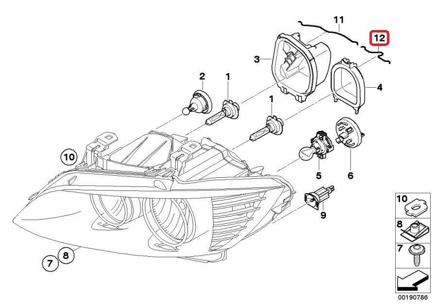 BMW 63127246480 Bulb Cover Support E90 E91 Sedan Wagon (OE GENUINE)
