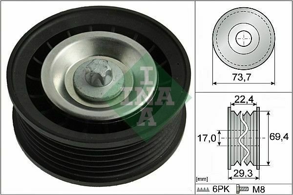INA 532078410 Deflection/Guide Pulley, v-ribbed belt for MERCEDES-BENZ