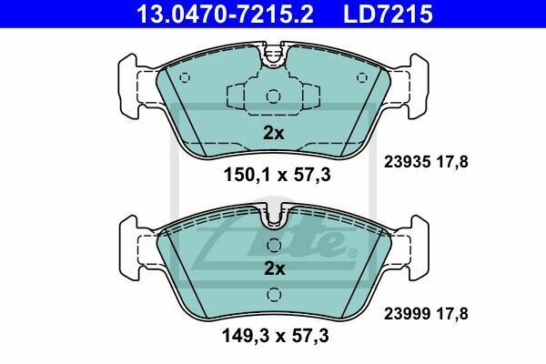 ATE 13.0470-7215.2 Brake Pad Set, disc brake for BMW