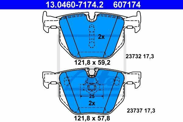 ATE 13.0460-7174.2 Brake Pad Set, disc brake for BMW