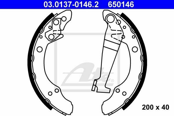 ATE 03.0137-0146.2 Brake Shoe Set for AUDI, VW