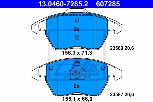 ATE 13.0460-7285.2 Brake Pad Set, disc brake for AUDI, SEAT, VW