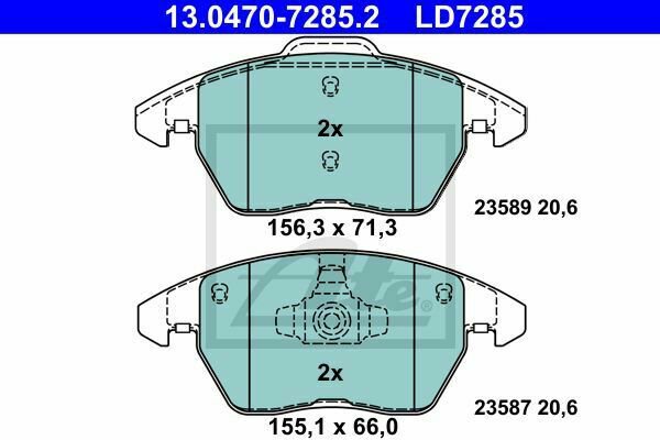 ATE 13.0470-7285.2 Brake Pad Set, disc brake for AUDI, SEAT, VW