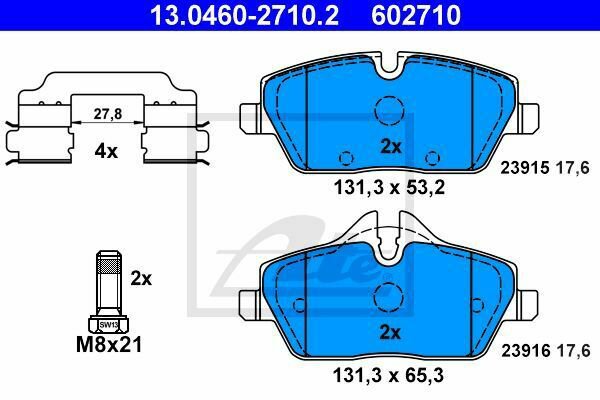 ATE 13.0460-2710.2 Brake Pad Set, disc brake for BMW, MINI