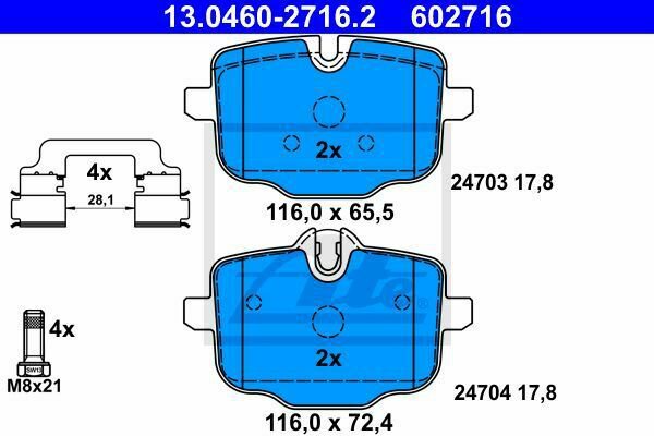 ATE 13.0460-2716.2 Brake Pad Set, disc brake for BMW