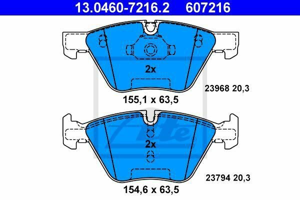 ATE 13.0460-7216.2 Brake Pad Set, disc brake for BMW