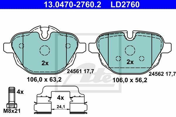 ATE 13.0470-2760.2 Brake Pad Set, disc brake for BMW