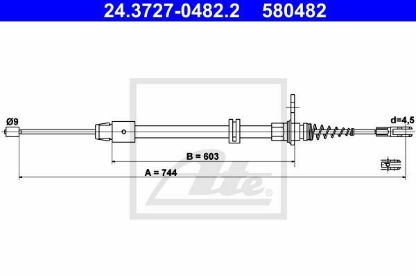 ATE 24.3727-0482.2 Cable, parking brake for MERCEDES-BENZ