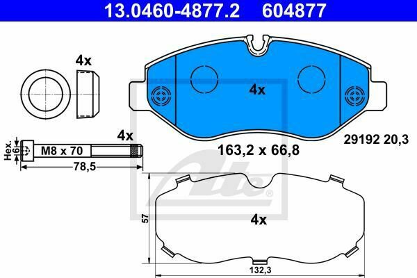 ATE 13.0460-4877.2 Brake Pad Set, disc brake for MERCEDES-BENZ, VW