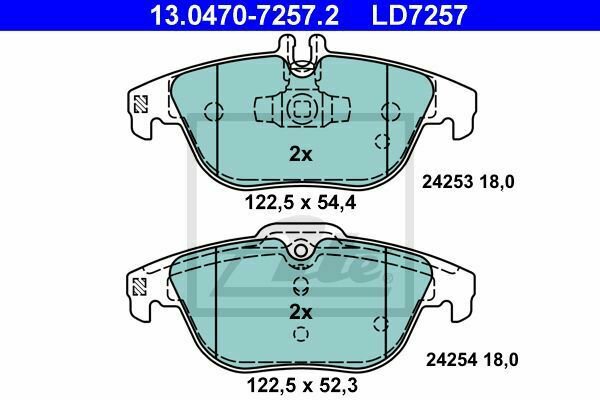 ATE 13.0470-7257.2 Brake Pad Set, disc brake for MERCEDES-BENZ