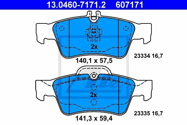 ATE 13.0460-7171.2 Brake Pad Set, disc brake for MERCEDES-BENZ