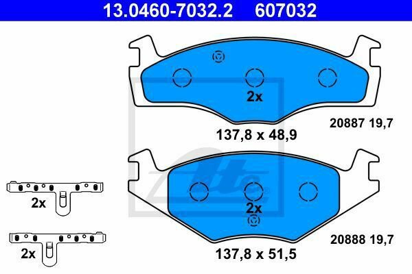 ATE 13.0460-7032.2 Brake Pad Set, disc brake for SEAT, VW
