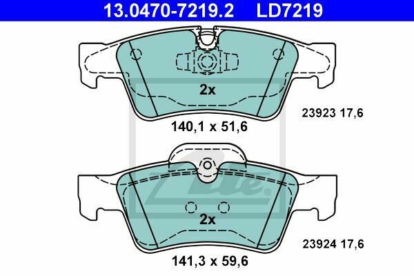 ATE 13.0470-7219.2 Brake Pad Set, disc brake for MERCEDES-BENZ