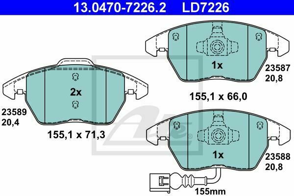 ATE 13.0470-7226.2 Brake Pad Set, disc brake for AUDI