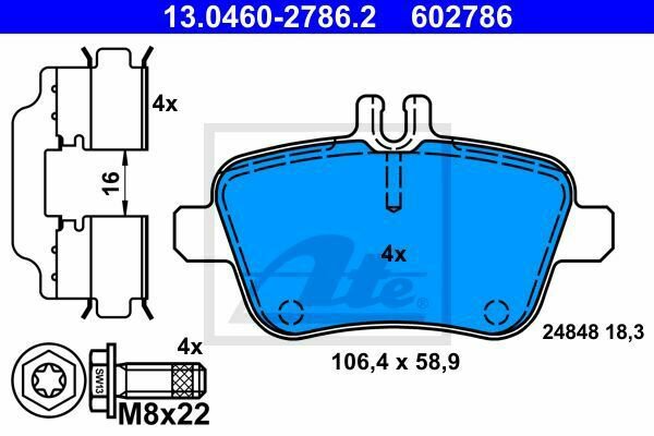 ATE 13.0460-2786.2 Brake Pad Set, disc brake for MERCEDES-BENZ