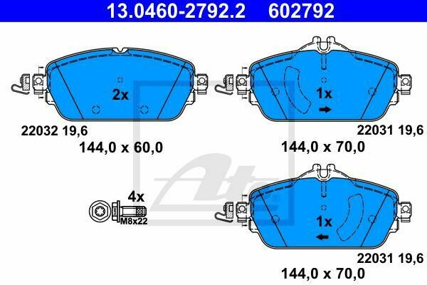 ATE 13.0460-2792.2 Brake Pad Set, disc brake for MERCEDES-BENZ