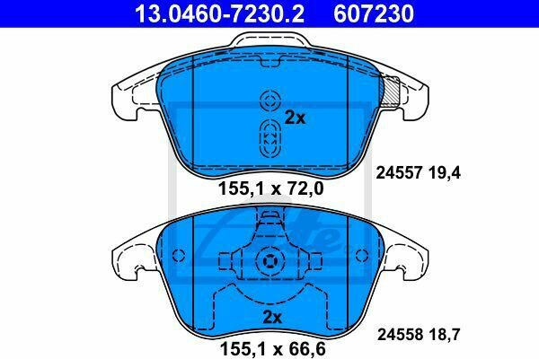 ATE 13.0460-7230.2 Brake Pad Set, disc brake for CITRO&Atilde;�N, DS, PEUGEOT
