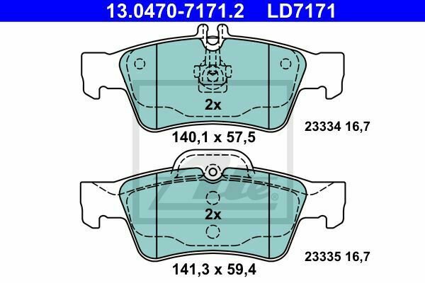 ATE 13.0470-7171.2 Brake Pad Set, disc brake for MERCEDES-BENZ