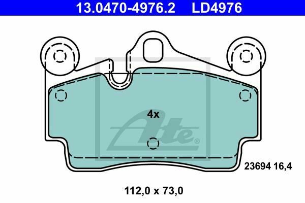 ATE 13.0470-4976.2 Brake Pad Set, disc brake for AUDI, PORSCHE, VW