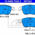 ATE 13.0460-7242.2 Brake Pad Set, disc brake for AUDI, SEAT, VW