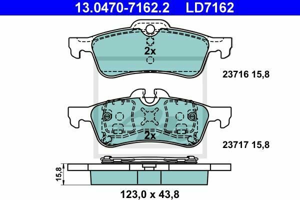 ATE 13.0470-7162.2 Brake Pad Set, disc brake for MINI