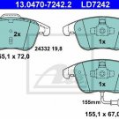 ATE 13.0470-7242.2 Brake Pad Set, disc brake for AUDI, SEAT, VW