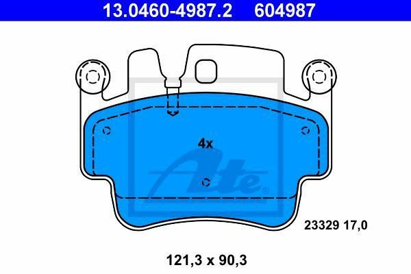 ATE 13.0460-4987.2 Brake Pad Set, disc brake for PORSCHE