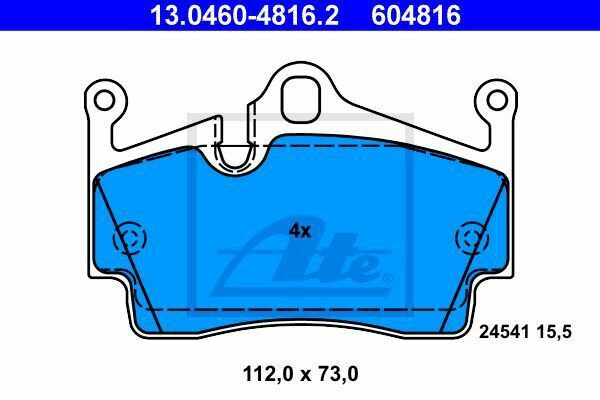 ATE 13.0460-4816.2 Brake Pad Set, disc brake for PORSCHE