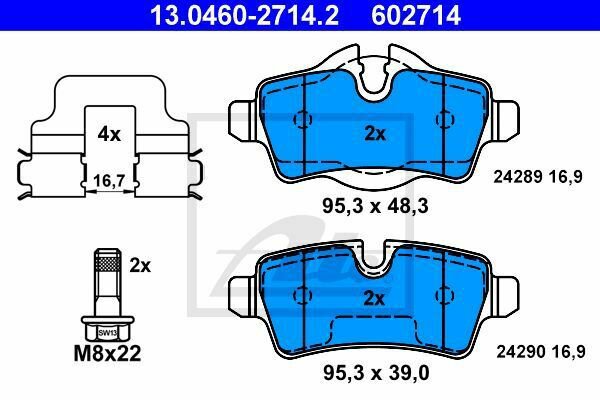 ATE 13.0460-2714.2 Brake Pad Set, disc brake for MINI