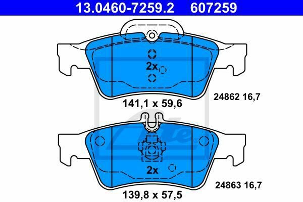 ATE 13.0460-7259.2 Brake Pad Set, disc brake for MERCEDES-BENZ