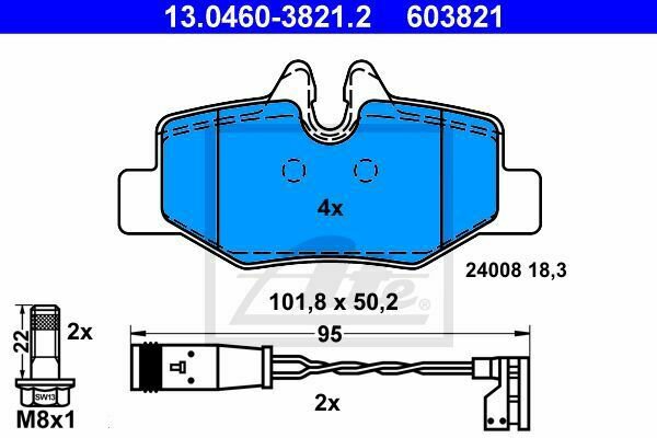 ATE 13.0460-3821.2 Brake Pad Set, disc brake for MERCEDES-BENZ