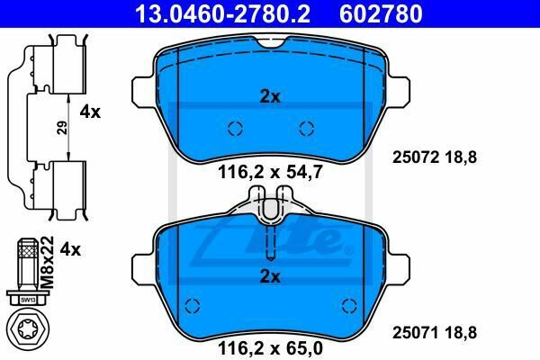 ATE 13.0460-2780.2 Brake Pad Set, disc brake for MERCEDES-BENZ