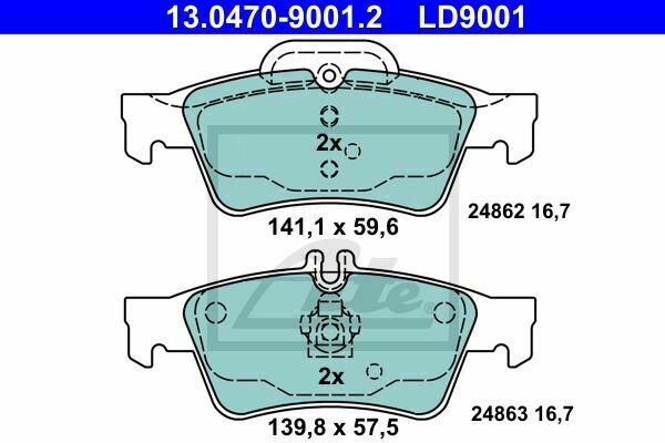 ATE 13.0470-9001.2 Brake Pad Set, disc brake for MERCEDES-BENZ