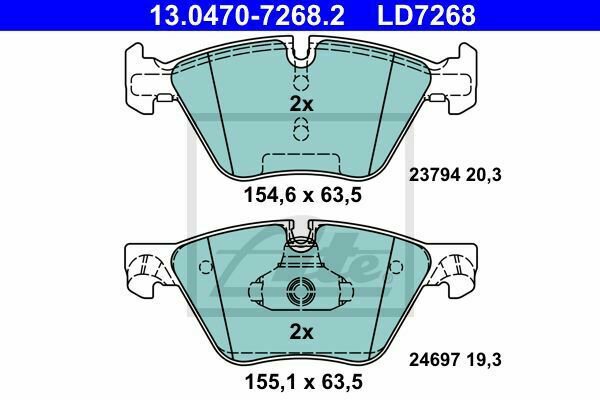 ATE 13.0470-7268.2 Brake Pad Set, disc brake for BMW